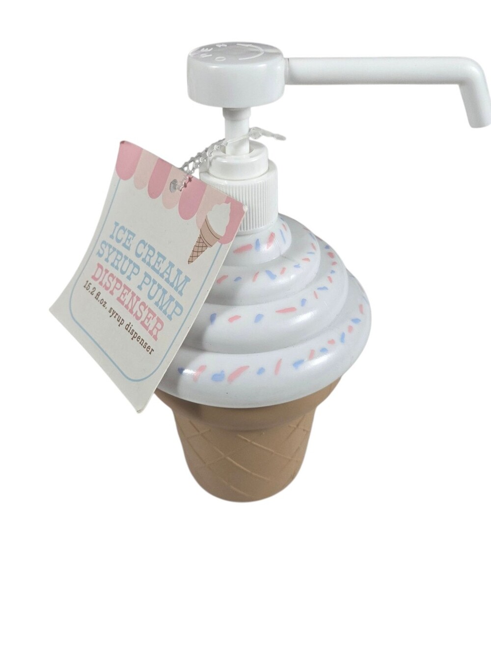 🔥4/$20 Ice Cream Syrup Pump Dispenser NEW -Confetti Ice Cream Cone Shape
